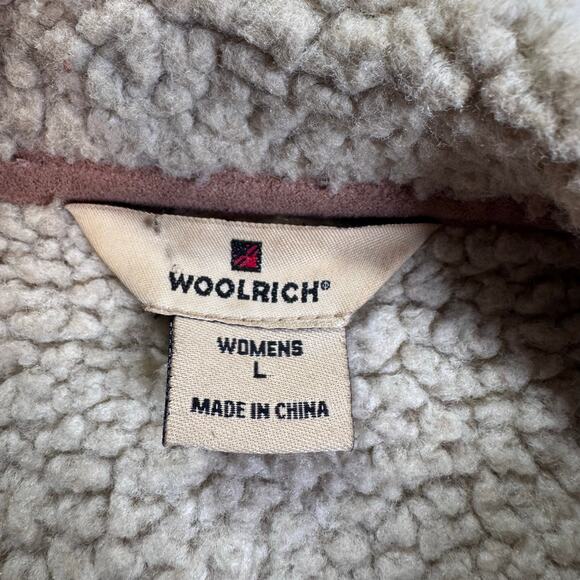 WOOLRICH Women Large Full Zip Sherpa Lined Suede Vest Deep Biscuit Western Y2K - Picture 8 of 9